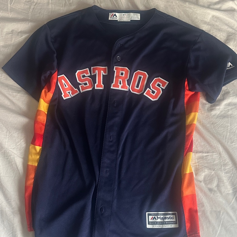 Majestic Navy Astros Jersey with Sunset Side Stripes